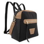 Γυναίκεια τσάντα πλάτης με μπεζ λεπτομέρειες De Raggi 250423bl – Μαύρο